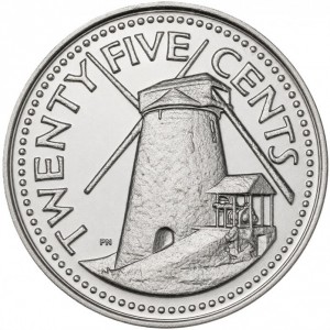Реверс монеты Барбадос, 25 центов, 2007-2022