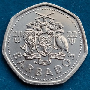 Аверс монеты Барбадос, 1 доллар, 2012-2023