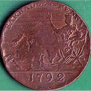 Реверс монеты Барбадос, 1 пенни, 1792