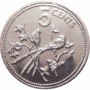 Реверс монеты Белиз, 5 центов, 1977-1981