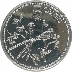 Реверс монеты Белиз, 5 центов, 1982-1983