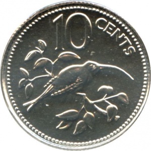 Реверс монеты Белиз, 10 центов, 1982-1983
