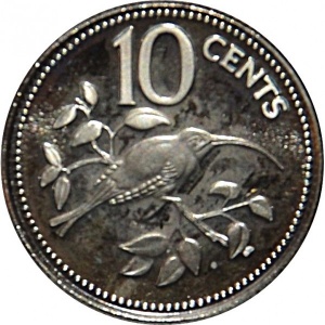 Реверс монеты Белиз, 10 центов, 1984