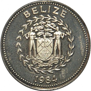 Аверс монеты Белиз, 25 центов, 1984