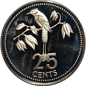 Реверс монеты Белиз, 25 центов, 1984