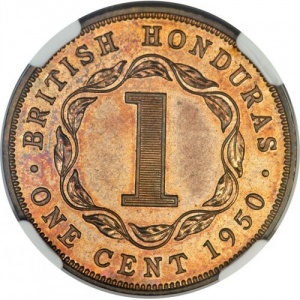 Реверс монеты Белиз, 1 цент, 1949-1951