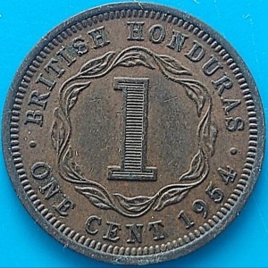 Реверс монеты Белиз, 1 цент, 1954