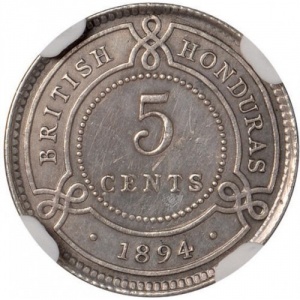Реверс монеты Белиз, 5 центов, 1894