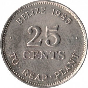 Реверс монеты Белиз, 25 центов, 1985, ФАО - Всемирный конгресс лесного хозяйства