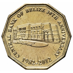 Реверс монеты Белиз, 1 доллар, 2012, 30 лет Центральному банку