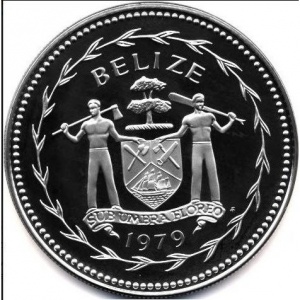 Аверс монеты Белиз, 10 долларов, 1979, Авифауна Белиза - Ябиру