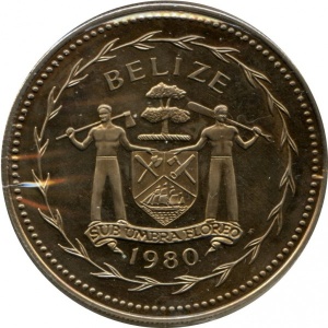 Аверс монеты Белиз, 10 долларов, 1980, Авифауна Белиза - Красный ибис