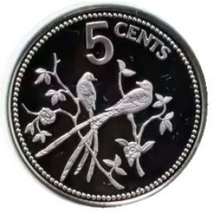 Реверс монеты Белиз, 5 центов, 1975-1981