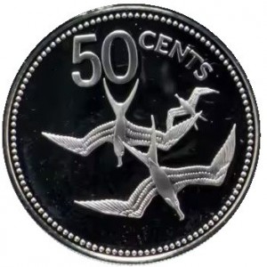 Реверс монеты Белиз, 50 центов, 1975-1981