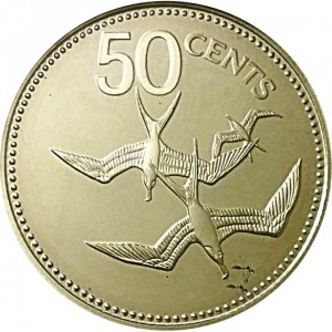 Реверс монеты Белиз, 50 центов, 1984-1985