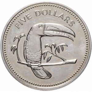 Реверс монеты Белиз, 5 долларов, 1974-1981