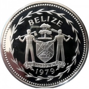 Аверс монеты Белиз, 10 долларов, 1979, Авифауна Белиза - Ябиру