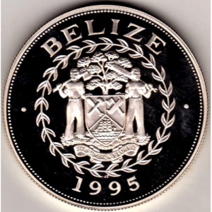 Аверс монеты Белиз, 10 долларов, 1995, Каракка 16-го века