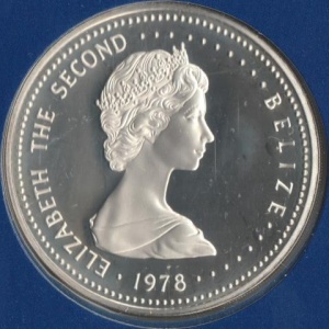 Аверс монеты Белиз, 25 долларов, 1978, 25 лет коронации Королевы Елизаветы II
