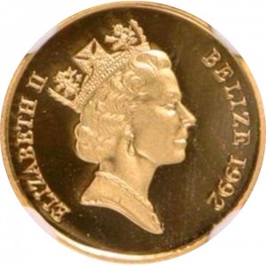 Аверс монеты Белиз, 25 долларов, 1992, 50 лет битве при Эль-Аламейне