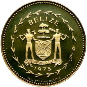 Аверс монеты Белиз, 100 долларов, 1975, 30 лет ООН
