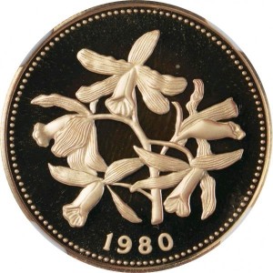 Реверс монеты Белиз, 100 долларов, 1980, Флора - Орхидея