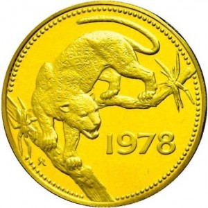 Реверс монеты Белиз, 250 долларов, 1978, Ягуар