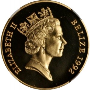 Аверс монеты Белиз, 250 долларов, 1992, 50 лет битве при Эль-Аламейне