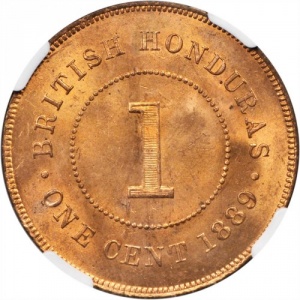 Реверс монеты Белиз, 1 цент, 1885-1894