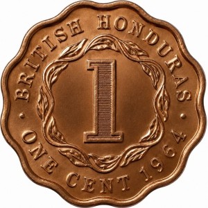 Реверс монеты Белиз, 1 цент, 1956-1973