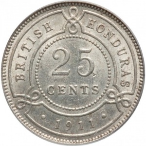 Реверс монеты Белиз, 25 центов, 1911-1919