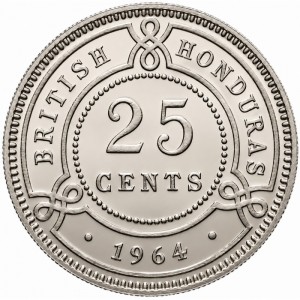 Реверс монеты Белиз, 25 центов, 1955-1973