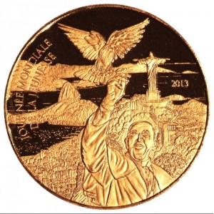 Реверс монеты Бенин, 200 франков, 2013, Всемирный День Молодежи в Рио-де-Жанейро