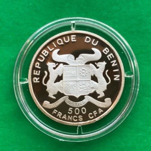 Аверс монеты Бенин, 500 франков, 2005, Христофор Колумб