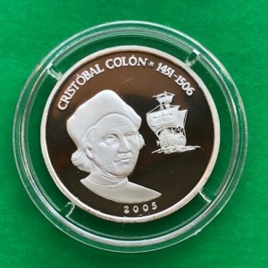 Реверс монеты Бенин, 500 франков, 2005, Христофор Колумб