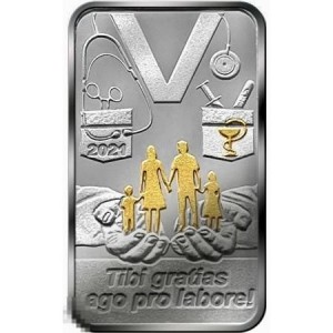 Реверс монеты Бенин, 500 франков, 2021, Ковид-19 - Большое спасибо за вашу работу !