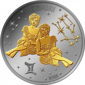 Реверс монеты Бенин, 500 франков, 2022, Знаки зодиака - Близнецы