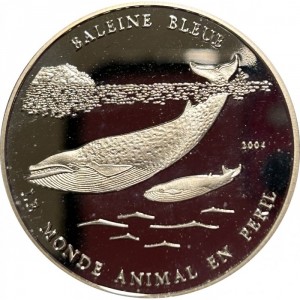 Реверс монеты Бенин, 1000 франков, 2004, Синий кит