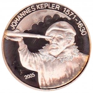 Реверс монеты Бенин, 1000 франков, 2005, Иоганн Кеплер