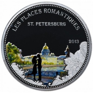 Реверс монеты Бенин, 1000 франков, 2013, Романтические места - Санкт-Петербург