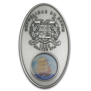 Аверс монеты Бенин, 1000 франков, 2013, Известные парусные корабли - Баунти