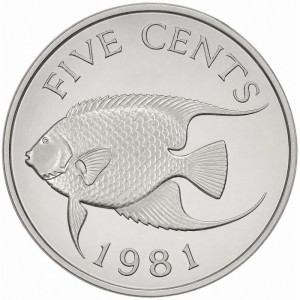 Реверс монеты Бермуды, 5 центов, 1970-1985