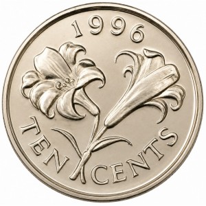 Реверс монеты Бермуды, 10 центов, 1986-1998