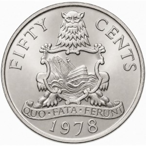 Реверс монеты Бермуды, 50 центов, 1970-1985