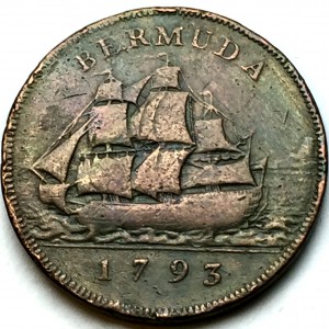 Реверс монеты Бермуды, 1 пенни, 1793