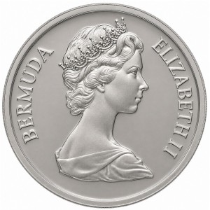 Аверс монеты Бермуды, 25 центов, 1984, 375 лет Бермудам - Герб города Сент-Джордж