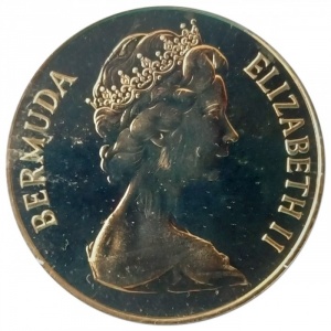 Аверс монеты Бермуды, 25 центов, 1984, 375 лет Бермудам - Герб округа Саутгемптон