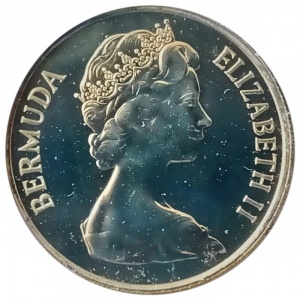 Аверс монеты Бермуды, 25 центов, 1984, 375 лет Бермудам - Герб округа Пембрук