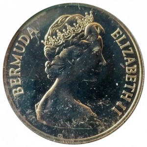 Аверс монеты Бермуды, 25 центов, 1984, 375 лет Бермудам - Герб округа Пейджет