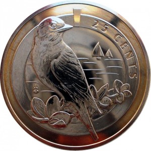 Реверс монеты Бермуды, 25 центов, 2011, Синяя птица